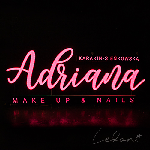 neon ledowy do studia piękności Adriana make up and nails