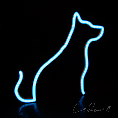 neonowa dekoracja pies