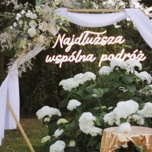 Świecące neonowe napisy na ślub - Napis Najdłuższa wspólna podróż - dekoracja na wesele