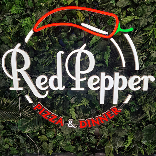 podświetlane litery logo pizzerni
