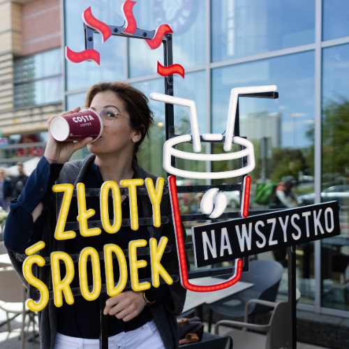 Neon reklamowy na selfie stand Costa Coffee Złote Tarasy