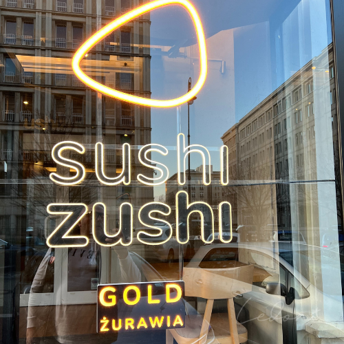 Neon na witrynę restauracji Sushi Zushi
